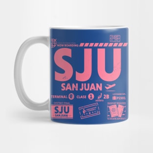 Vintage San Juan Puerto Rico SJU Airport Code Travel Day Retro Travel Tag Mug